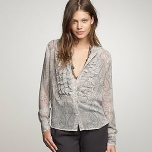 J Crew FADED PAISLEY FLOUNCETTE BLOUSE